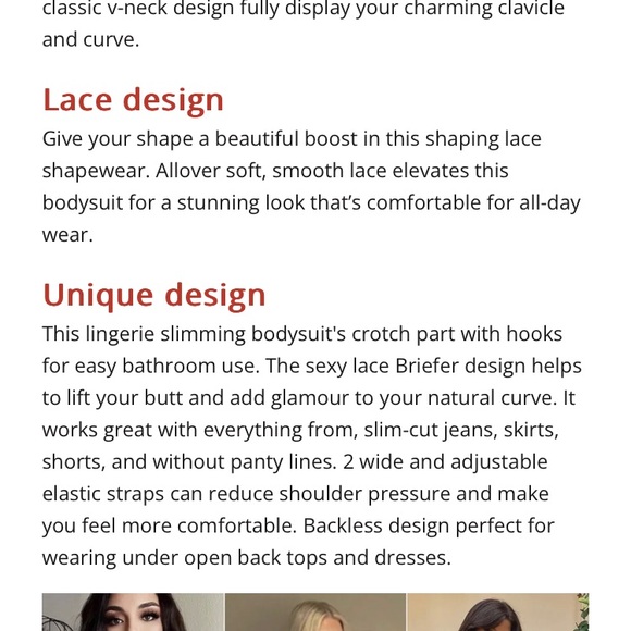 ⭐️ 2 for $10 OR $7 each ⭐️ NWOT Eroaerst White Lace Tummy Control Bodysuit- US-M - Picture 8 of 8